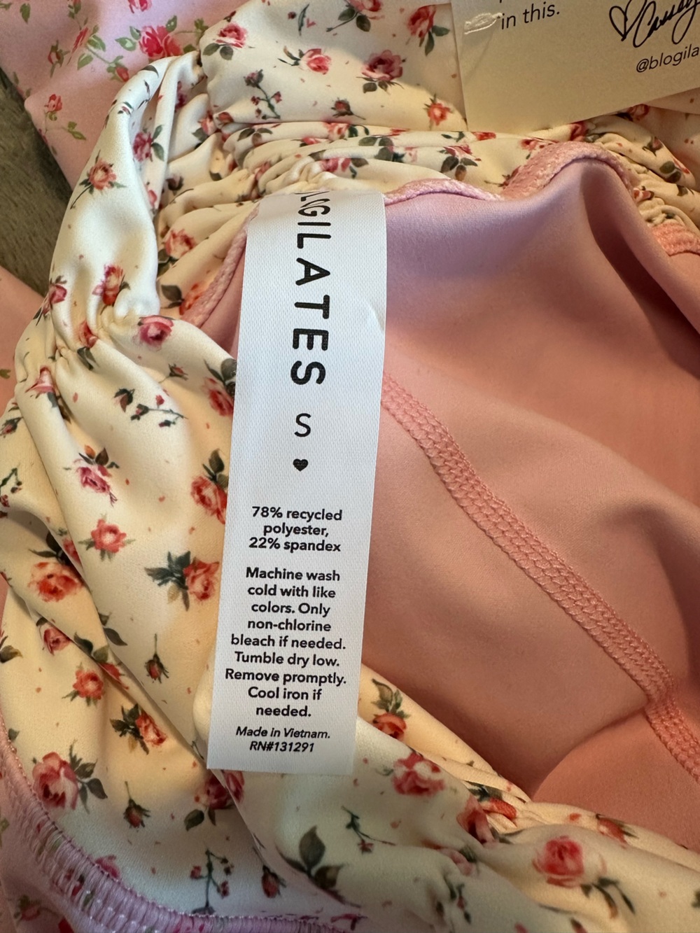 NWT Blogilates Ruched Waist Legging - Pink Floral Print - Picture 12 of 13